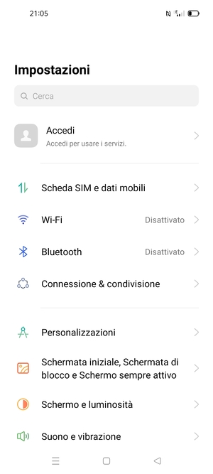 Seleziona Wi-Fi