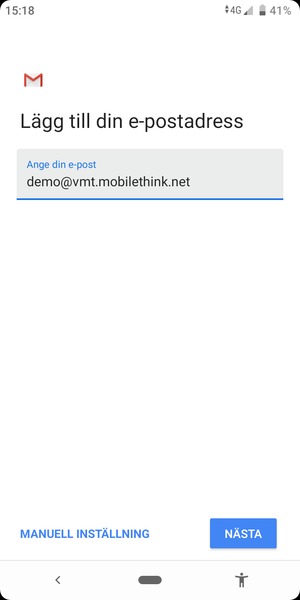 Ange din e-postadress och välj NÄSTA