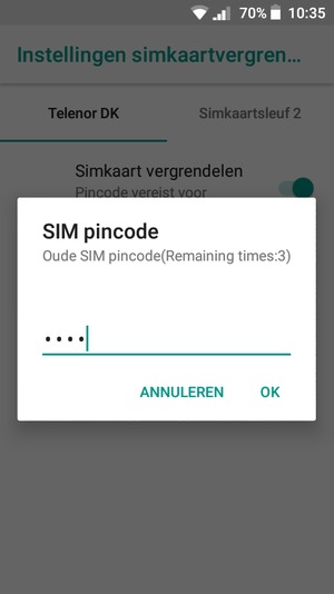 hVoer uw Oude SIM pincode in en selecteer OK