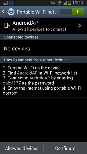 Turn on Portable Wi-Fi hot... and select Configure