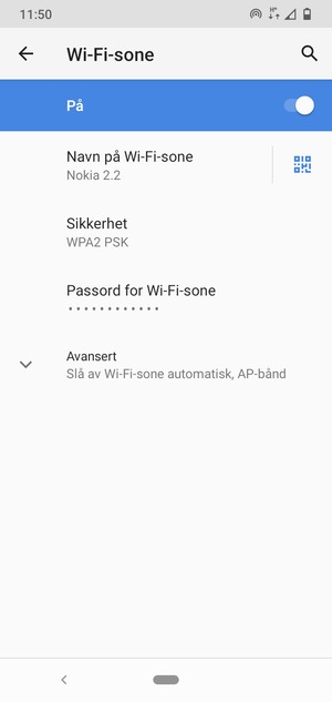 Telefonen din er konfigurert for bruk som et modem