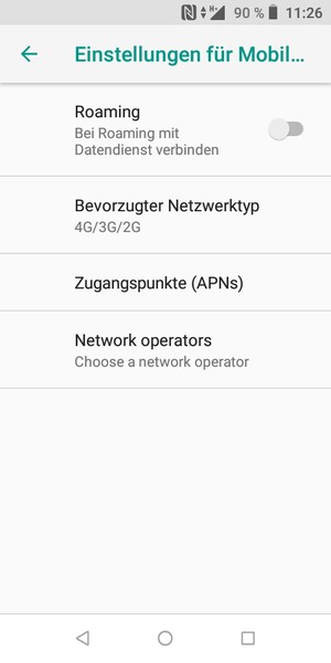 Um das Netzwerk zu wechseln, falls Probleme auftreten, wählen Sie Network operators