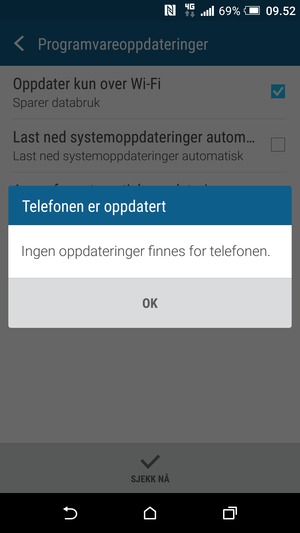 Hvis telefonen din er oppdatert, velg OK