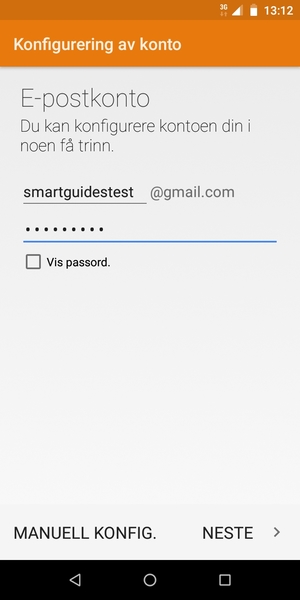 Skriv inn din Gmail-adresse og Passord. Velg NESTE