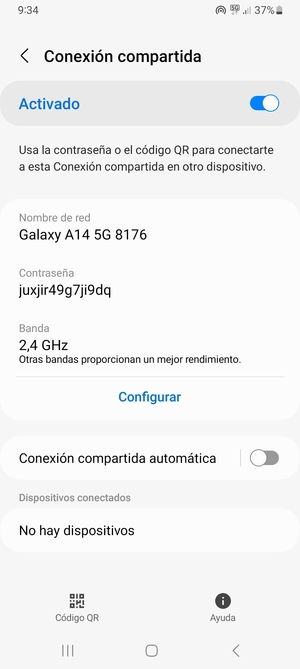 El teléfono ha sido configurado para su uso como módem