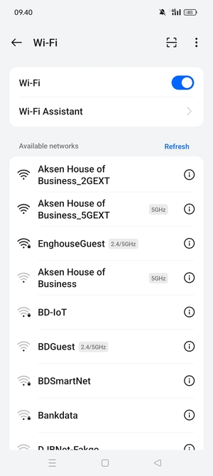 Select the wireless network you want to connect to