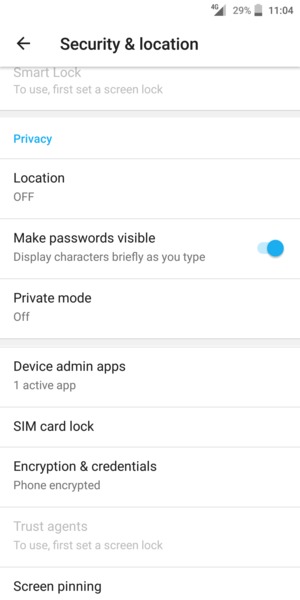 To change the PIN for the SIM card, return to the Security & location menu and scroll to and select SIM card lock