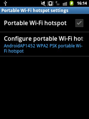 Select Configure portable Wi-Fi hotspot