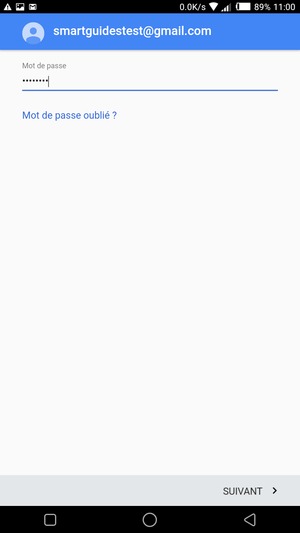 Saisissez votre mot de passe et sélectionnez SUIVANT