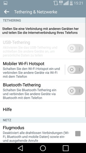 Scrollen Sie und wählen Sie Mobiler Wi-Fi Hotspot