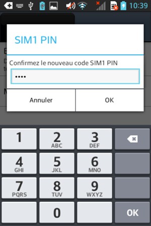 Veuillez confirmer le nouveau code PIN de votre carte SIM et sélectionner OK