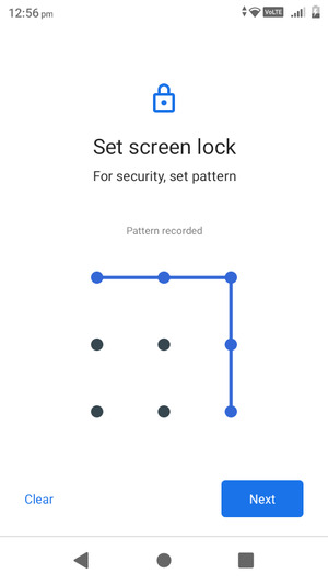 Draw an unlock pattern and select Next