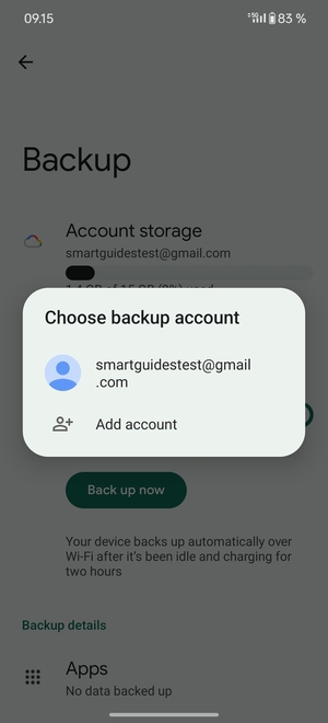 Select your backup account