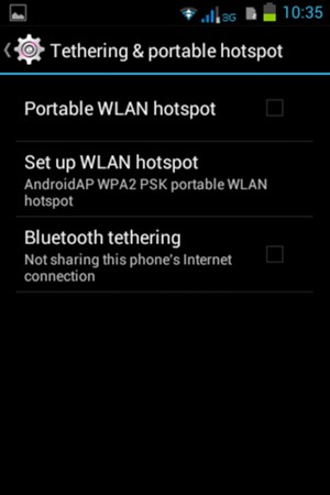Check the Portable WLAN hotspot checkbox