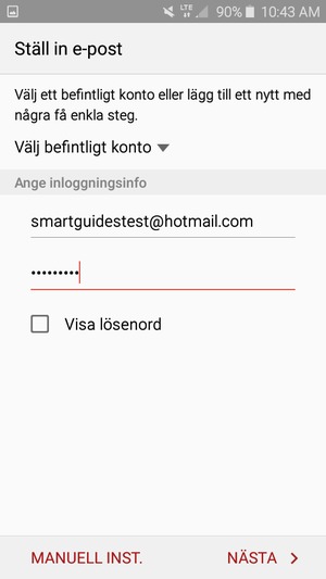 Ange din Hotmail-adress och ditt lösenord. Välj NÄSTA
