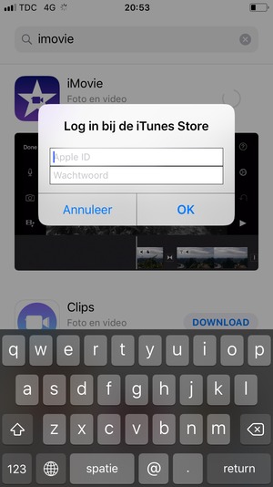 Voer uw Apple ID gebruikersnaam en wachtwoord in en selecteer OK