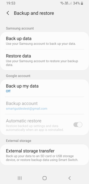 Select Back up my data