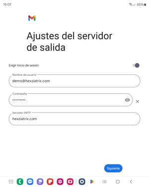 Introduzca la dirección de servidor Salida y seleccione Siguiente