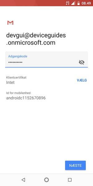 Indtast din adgangskode og vælg NÆSTE
