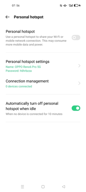 Select Personal hotspot settings