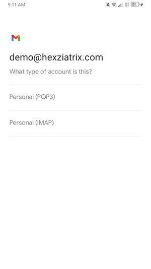 Select Personal (POP3) or Personal (IMAP)