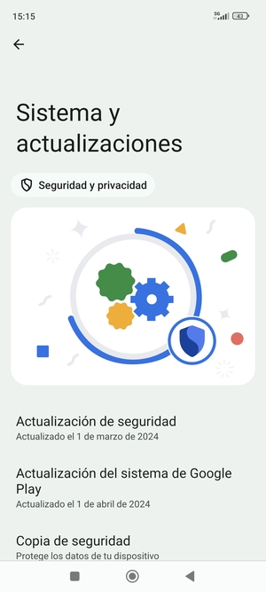 Seleccione Actualización del sistema de Google Play