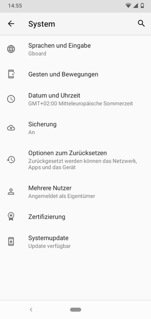 Wählen Sie Systemupdate