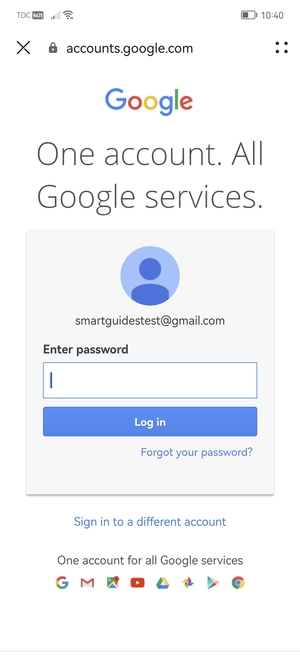 Enter your Gmail password and select Log in
