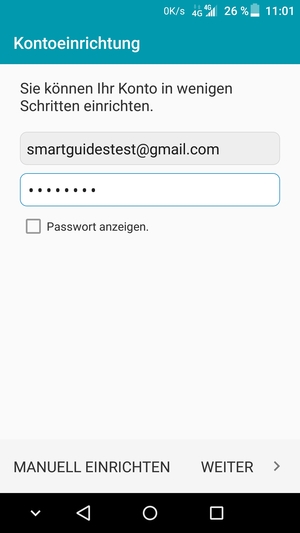 Geben Sie Ihre Gmail oder Hotmail Adresse und Ihr Passwort ein. Wählen Sie WEITER