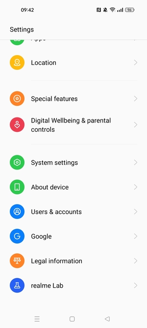 Scroll to and select System settings