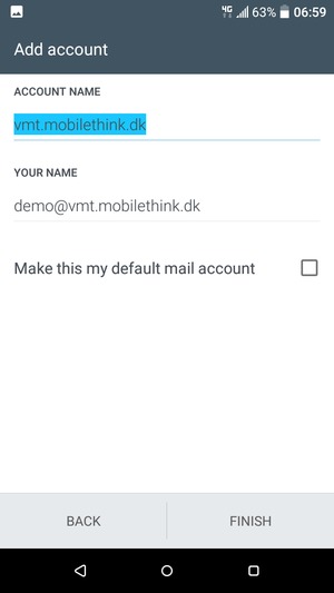 Give your account a name and enter your name. Select FINISH