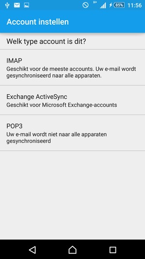 Selecteer  IMAP of POP3