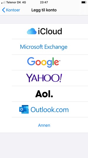 Velg Microsoft Exchange