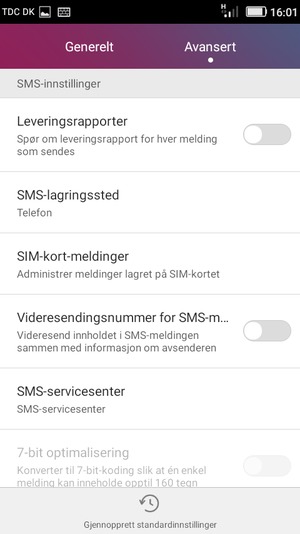 Velg SMS-servicesenter