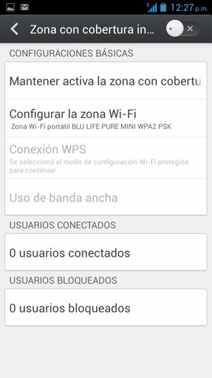 Seleccione Configurar la zona Wi-Fi