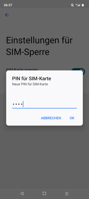 Geben Sie Ihre neue PIN für SIM-Karte ein und wählen Sie OK