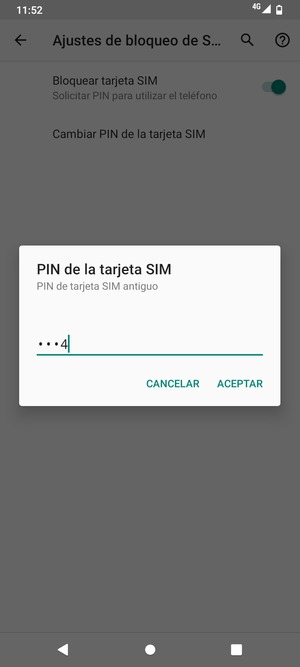 Enter  PIN de tarjeta SIM antiguo and select ACEPTAR