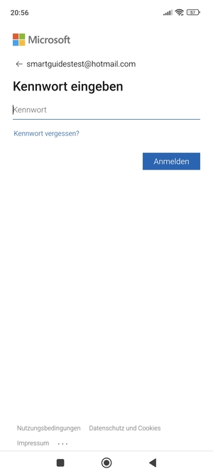 Geben Sie Ihre Hotmail Passwort ein und wählen Sie Anmelden