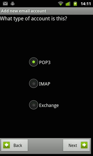 Select POP3 or IMAP and select Next.