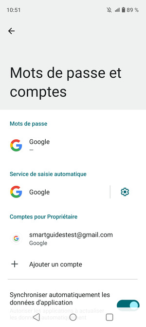 Sélectionnez votre compte Google