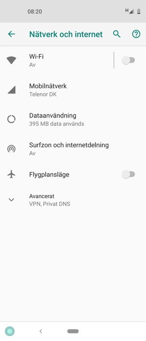 Välj Surfzon och internetdelning