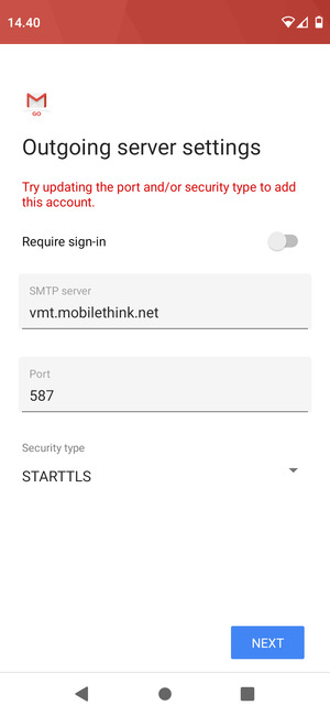 Scroll to and select Security type