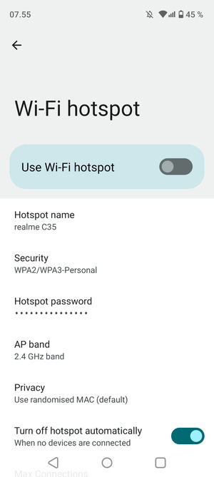 Select Hotspot password