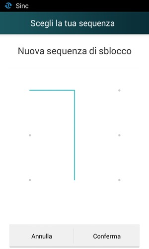 Disegna nuovamente la sequenza di sblocco e seleziona Conferma