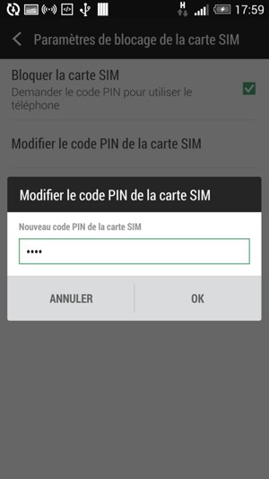 Saisissez votre nouveau code PIN de la carte SIM et sélectionnez OK