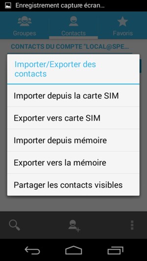 Sélectionnez Importer depuis la carte SIM