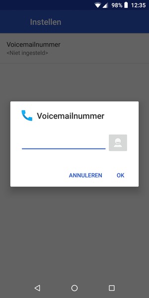 Voer het Voicemailnummer in en selecteer OK