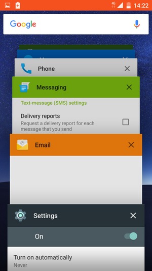 Select the X icon to close running apps