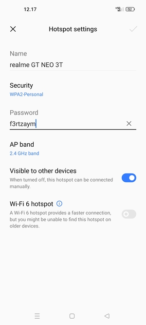 Enter a Wi-Fi hotspot password of at least 8 characters and select OK