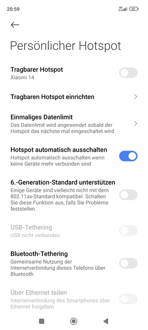 Wählen Sie Tragbaren Hotspot einrichten